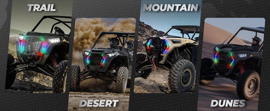 Денні ходові вогні, габарити RGB з поворотником для Polaris RZR XP 1000 2019+/RZR XP Turbo/RZR XP Turbo S/RZR Trail 2021+, ATV22 заміна 2884871 ATV22-RZRXP-DXO-RGB-TURN фото