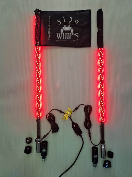 LED флагштоки 5150Whips 187 3ft (94см), комплект 2шт., можливість підключення стопів та поворотників, керування через додаток 5150WHIPS-187-3FT фото