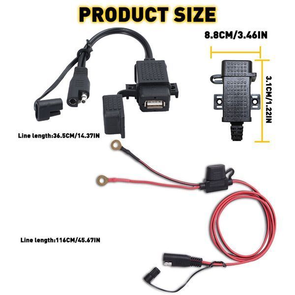 USB-зарядка 5V/2.1A довжиною кабелю 120см, Kemimoto FTVWH014 FTVWH014 фото