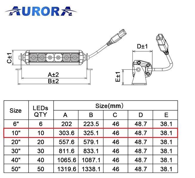 Aurora S5D1-10 cвітлодіодна LED фара балка 30см 50W ALO-S5D1-10-NO фото