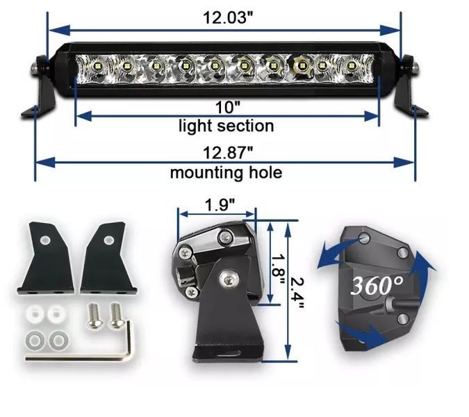 Aurora S5D1-10 cвітлодіодна LED фара балка 30см 50W ALO-S5D1-10-NO фото