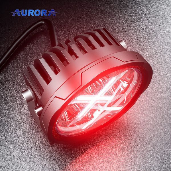 Aurora ALO-R4T3-PR LED фара (2шт.) 10см 40W &ndash; дальнього світла, DRL&ndash;червоний, світлодіодна кругла з денним ходовим вогнем ALO-R4T3-PR-1PCS-NO фото