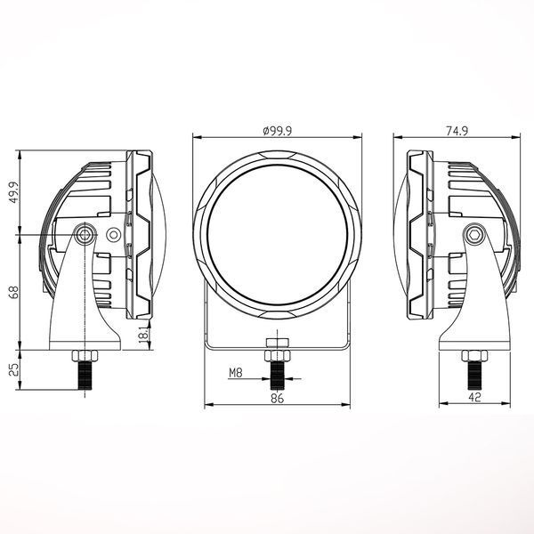 Aurora ALO-R4T3-PR LED фара (2шт.) 10см 40W &ndash; дальнього світла, DRL&ndash;червоний, світлодіодна кругла з денним ходовим вогнем ALO-R4T3-PR-1PCS-NO фото