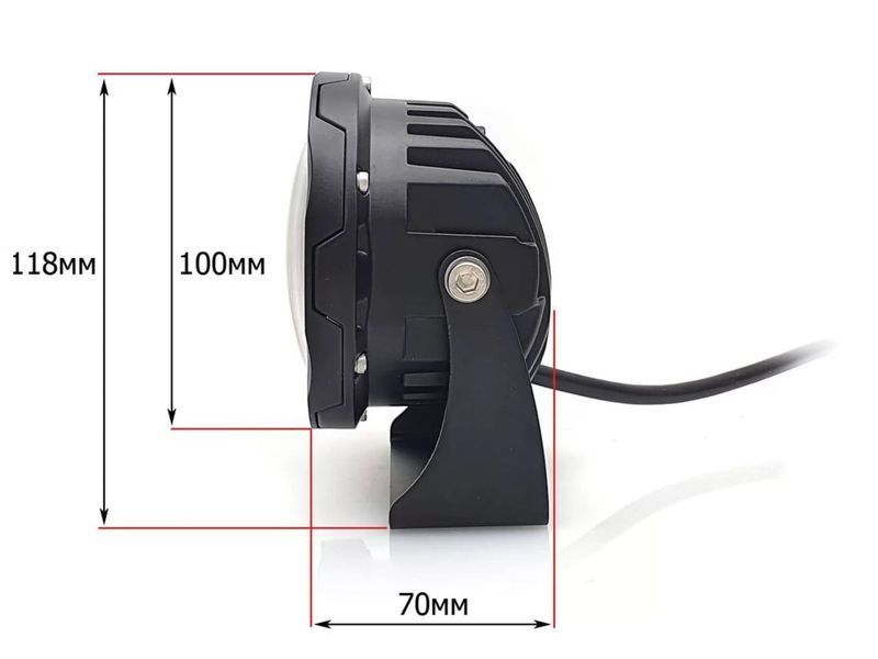 Aurora ALO-R4T3-PR LED фара (2шт.) 10см 40W &ndash; дальнього світла, DRL&ndash;червоний, світлодіодна кругла з денним ходовим вогнем ALO-R4T3-PR-1PCS-NO фото